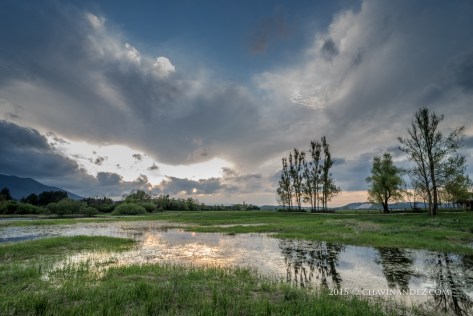 Panoramic views of Cerknika lake during sunset, Slovenia